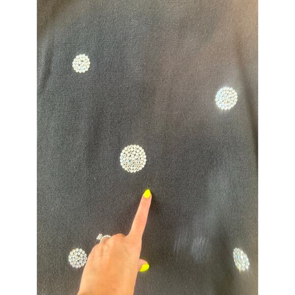 Vintage Adolfo Black Knit with Dress Size M Designer Couture with Rhinestones - Picture 7 of 13